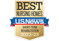 U.S. News & World Report Best Nursing Homes 2022-23 Short-Term Rehabilitation badge