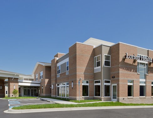 Modern brick exterior of Lorien Bulle Rock